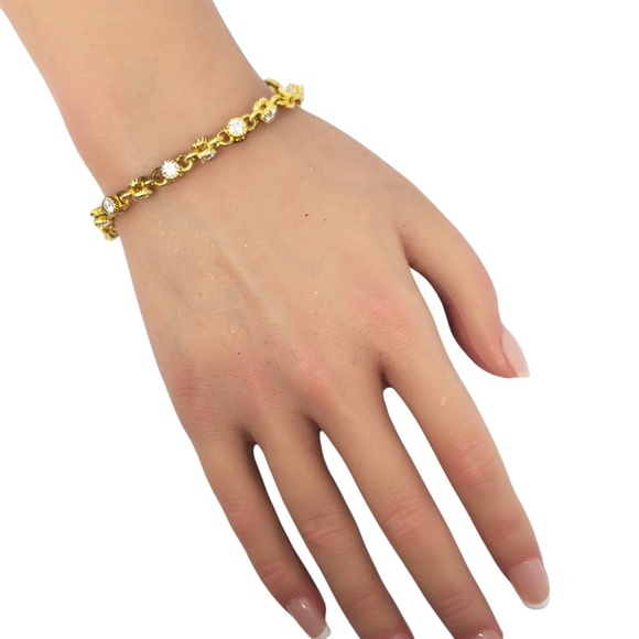 Judith Ripka Sterling Silver Gold-Tone CZ Link Bracelet #21219 - Picture 10 of 12